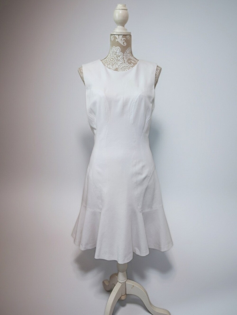 Diane Von Furstenberg Jaelyn Knit Fit & Flare White Dress Size 10 NWT